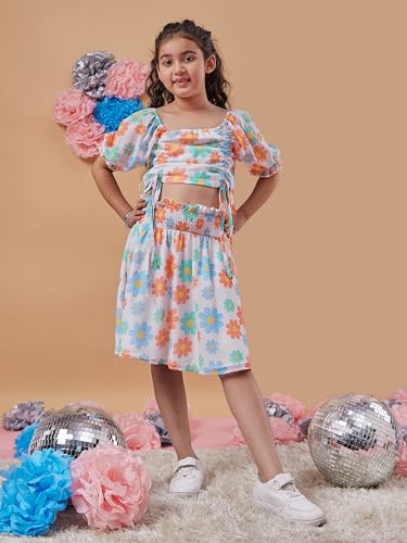 Pspeaches Polyester Western Skirt Set White