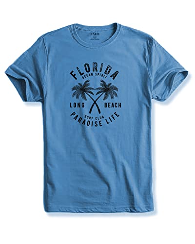 ADRO Florida Paradise Life Mens Printed T-Shirt (XL, Sky Blue)