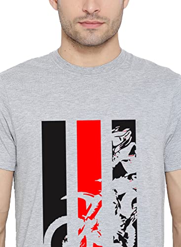 ADRO Men's Bike Rider Printed Cotton T-Shirt (RN22-2-BIK-GR_Grey)