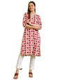 W for Woman Floral Printed Straight Pure Cotton Kurta with Border Patch