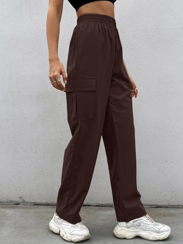 Leriya Fashion WomenS Parachute Cargo Pants  High Waist Flared Korean Trousers With Pockets | Trendy Casual Wear For Daily & Tra