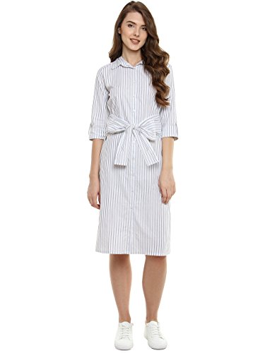 Miss Chase WomenS Shirt Midi Dress(Mcss17D09-21-98-02,Black And White,X-Small)