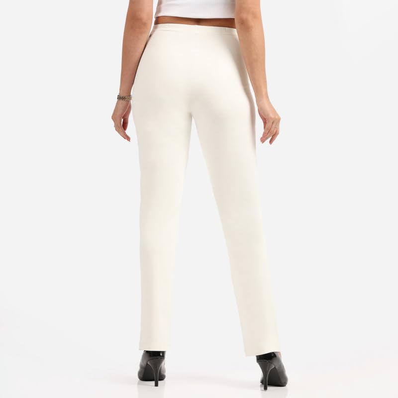 BlissClub Women Ultimate High Rise Straight Pants|Pintuck Design|No-Dig Waistband|Trousers for Women|2 Zippered Pockets