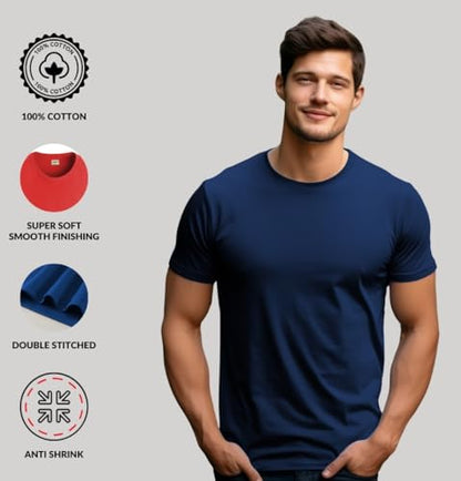 ADRO Men's Solid Regular Fit T-Shirt (RCM2-PLN)