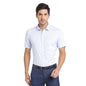 Turtle Men Giza Cotton Silm Fit Light Blue Self Design Formal Half Sleeve Shirt