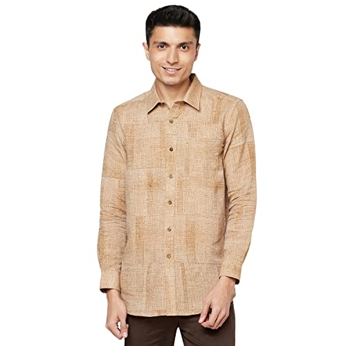 Fabindia MenS Printed Comfort Shirt_Beige S