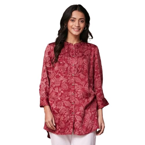 Fabindia Women's Rayon Blend Floral Regular Tunic