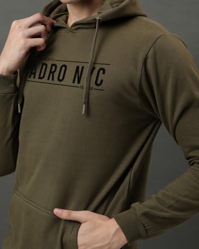 ADRO Men's Printed Hoodie, Size 16.5, Black, Model H24-PLN-BL, Comfortable Everyday Wear