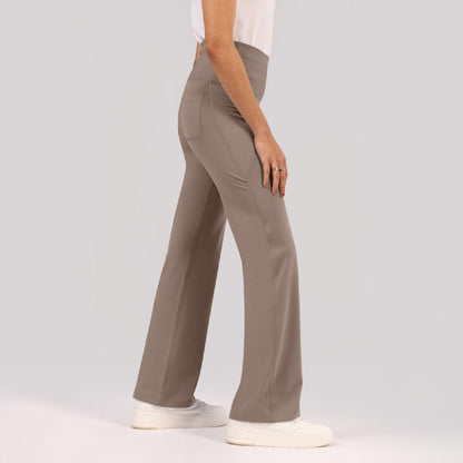 BlissClub Ultimate Flare Pants for Women Above 55 ft Tall | Ribbed Waistband, 4 Pockets | High Waist Trousers and Formal Pants