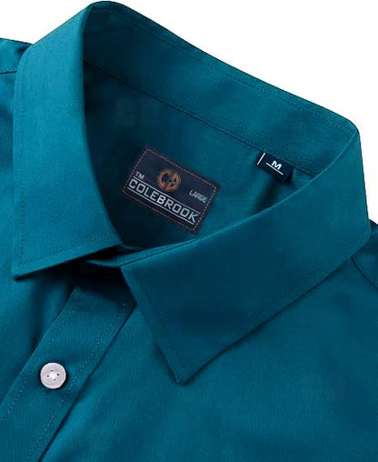 CB-COLEBROOK Mens Cotton Casual Classic Design Button Up Shirt with Chest Pocket, Male Clothes for Spring and Fall Business Occ