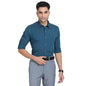 Turtle Men Pure Cotton Solid Slim Fit Formal Shirts Blue