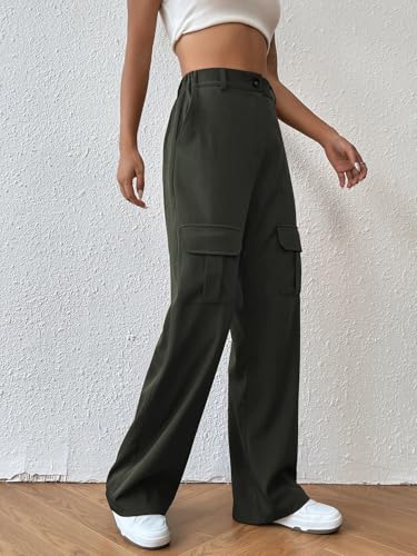Leriya Fashion Women Cargo Pant | Woman Trousers | Womens HIGH-Waisted Pant | Women Trousers Pants Green