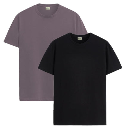 ADRO Mens T Shirts | Solid Tshirts for Men | Pure Cotton Lycra Fabric | 4 Way Stretch Smart tech Tshirt | Pack of 2 Round Neck T