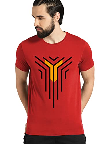 ADRO Graphic Design Mens Cotton Printed T-Shirts (R22-M-LNL-RD_Red_XL)