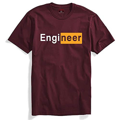 ADRO Engineer Mens Cotton Printed T-Shirt (R21-M-EGN-MR_Maroon_XL)