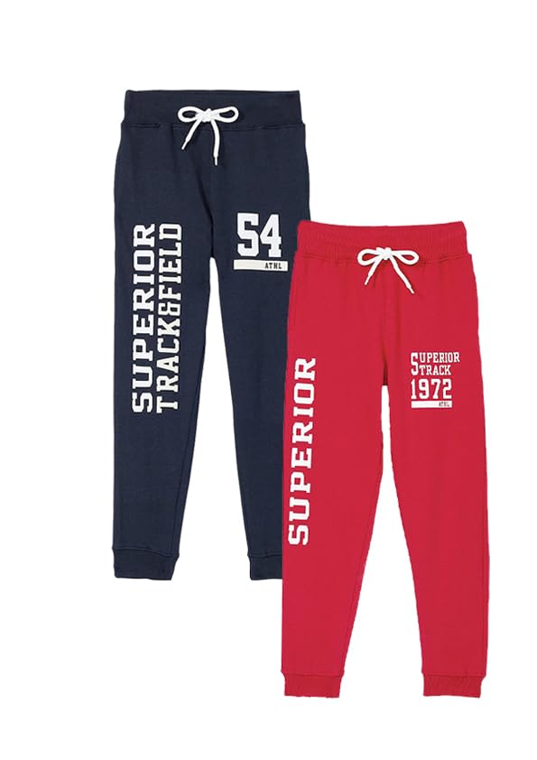 T2F Boys Regular Fit Printed Cotton Joggers Track Pants