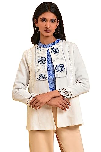 W for Woman Womens Ecru Embroidered Jacket with Lace (23FEW20175-820545