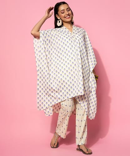 Libas WomenS Cotton Printed Co-Ords (35521_Cream