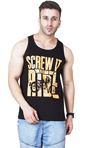 Veirdo Mens Round Neck Sleeveless Cotton Short Sleeve T-Shirt
