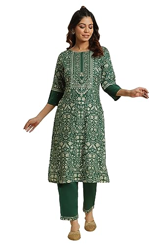 W for Woman Women's Viscose Floral Printed Embellished Kurta