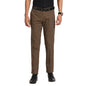 Turtle Men Poly Viscose Brown Checkered Ultra Slim Fit Flat Front Formal Trouser