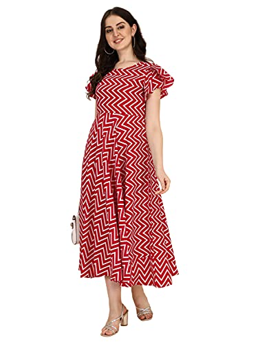 OOMPH! Womens Western & Fusion wear Midi Dresses for Women, Beach, Red - md339