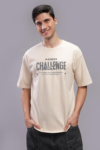 ADRO Mens Abstact Design Back Printed Oversized T-Shirt_OVR24-CHL-BEG