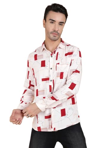 Kotty Mens Printed Rayon Full Sleeves Shirts(Multicolor,L)
