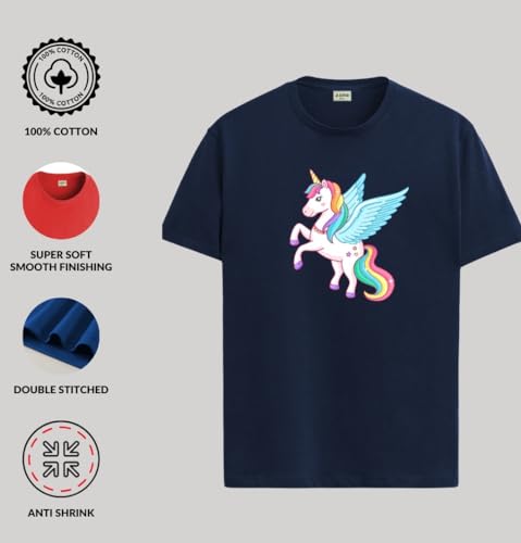 ADRO T Shirts for Boys & Girls || Unicorn Printed Cotton T-Shirt || Ages 3-14 || 100% Cotton Round Neck Tshirt for Boys & Girls|