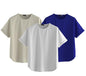 Juneberry Pure 100% Cotton Oversized Loose Baggy Fit Round Neck With Drop Shoulder White & Swanwhite & Royal Blue Half Sleeves B