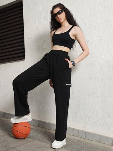 Hubberholme Women Black Smart Casual Summer Cotton Regular Fit Solid Trousers_26