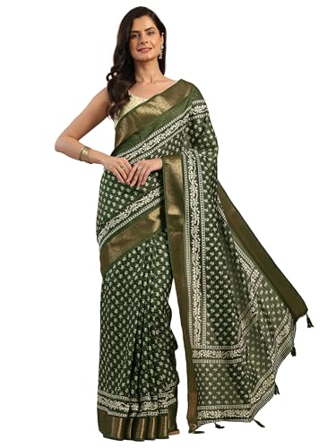 Libas Womens Woven Design Silk Blend Saree With Blouse Piece