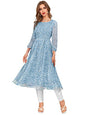 Toochki WomenS Sky Blue Georgette Floral Fit & Flared Regular Fit
