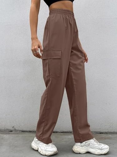 Leriya Fashion WomenS Parachute Cargo Pants  High Waist Flared Korean Trousers With Pockets | Trendy Casual Wear For Daily & Tra