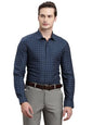 Turtle Men 100% Cotton Slim Fit Blue Checkered Full Sleeve Formal Shirt