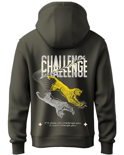 ADRO Mens Abstract Design Backside Printed Hoodies in Premium Cotton Fleece 340 GSM (H23-M-CHL-OL_Olive_XL)