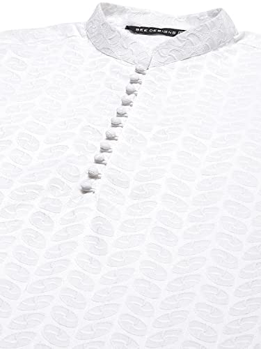 See Designs Cotton Men White Chikankari Embroidered Straight Kurta With Pyjama