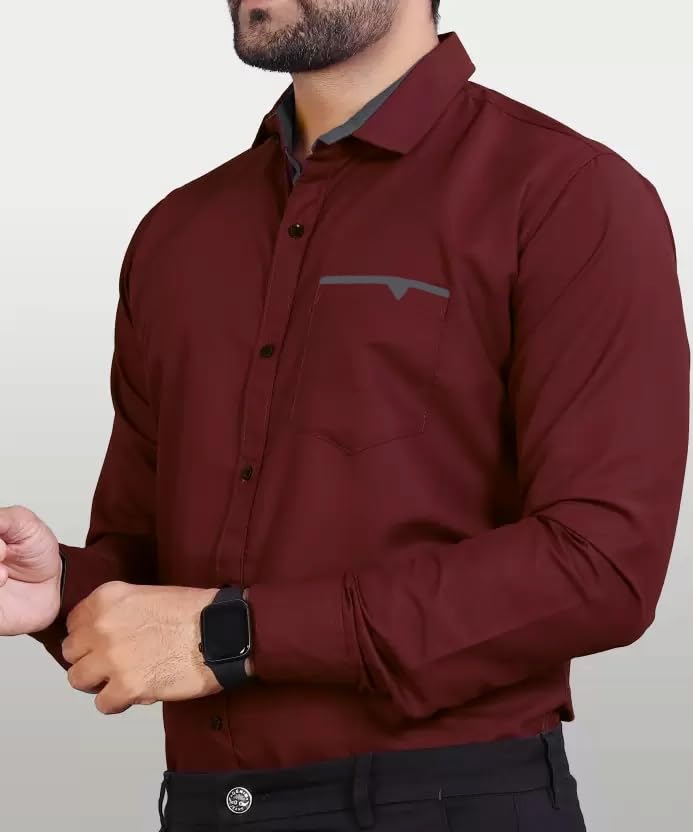 CB-COLEBROOK Mens Regular Fit Solid Soft Touch Cotton Casual Shirt with Pocket Design with Spread Collar & Full Sleeves (Availa