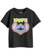 Bon Organik Girls Cartoon Oversized Fit T-Shirt (BON16127_Black