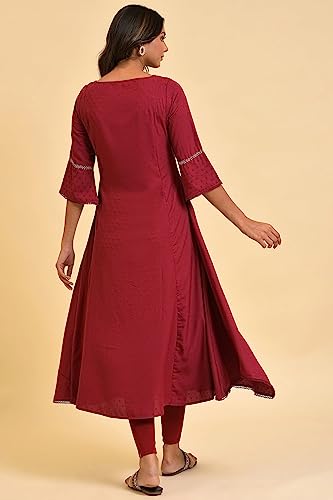 W For Woman WomenS Polyester Regular Kurta (23Few18785-312921_Rumba Red