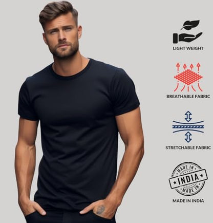 ADRO T Shirts Pack of 2 Mens Tshirts Cotton T Shirts for Men Tshirt T-Shirts Combo T Shirts Tshirts for Men Plain Solid Tshirts