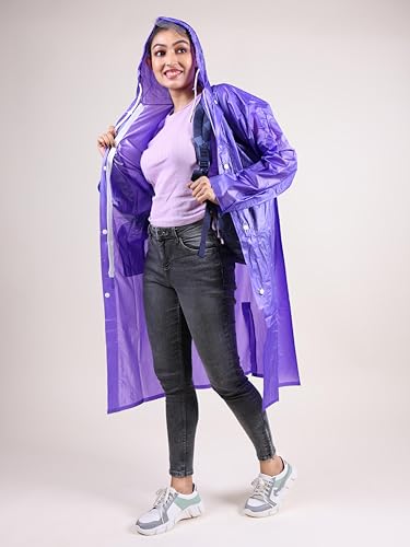 RUPA Rainsuit Women Waterproof PVC Raincoat with Hood & Carry Bag | Lightweight Rainwear for Women with Front Zip | Solid Color