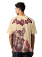 The Souled Store Batman: City of Arkham Men and Boys Short Sleeves Round Neck Beige Graphic Printed Cotton Oversized T-Shirts