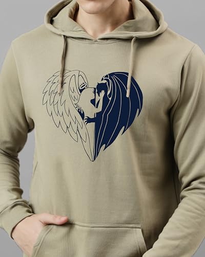 ADRO Men's Printed Hoodie - Cotton, Size 34, Beige, Model H24-DEVI-BE