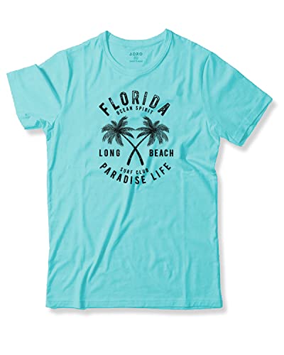 ADRO Florida Paradise Life Mens Printed T-Shirt (XL, Mint)