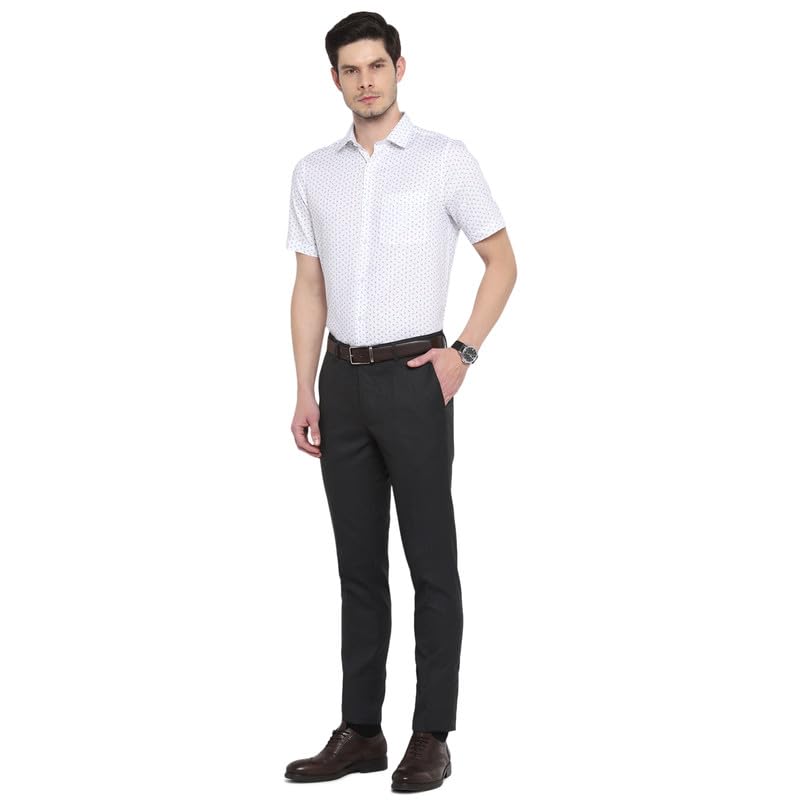 Turtle Men Poly-Viscose Black Solid Slim Fit Formal Trouser
