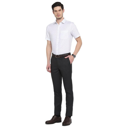 Turtle Men Poly-Viscose Black Solid Slim Fit Formal Trouser