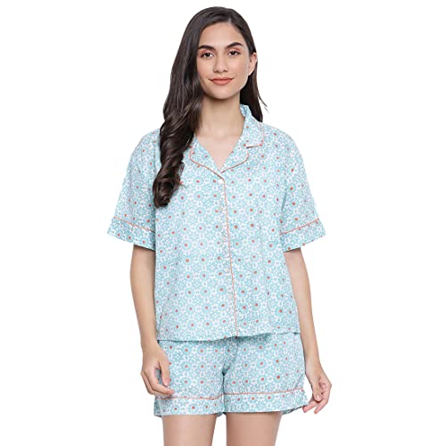 Fabindia Women Cotton Printed Set Blue_L