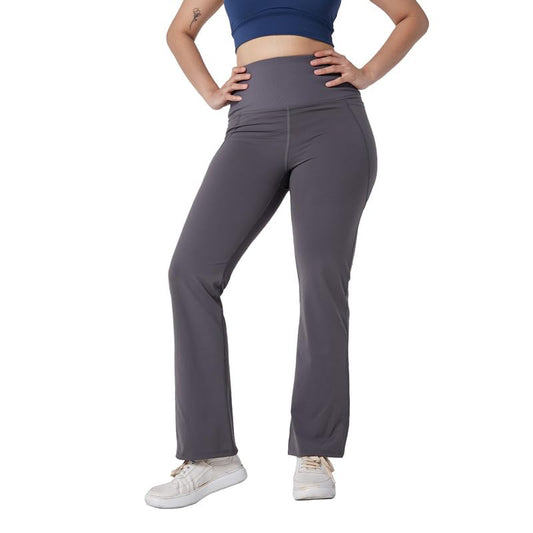 BlissClub Ultimate Flare Pants for Women Upto 54 ft | Ribbed Waistband, 4 Pockets | High Waist Trousers and Formal Pants for Of