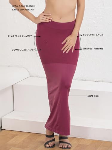 Clovia Women'S Petticoat Style Saree Shapewear With Side Slit (Sw0023P15)